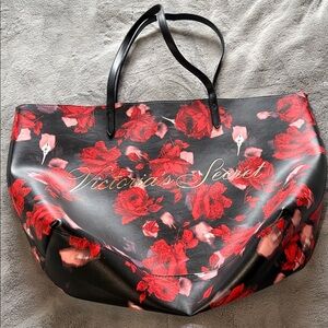 Victoria's Secret Black and Red Floral Tote